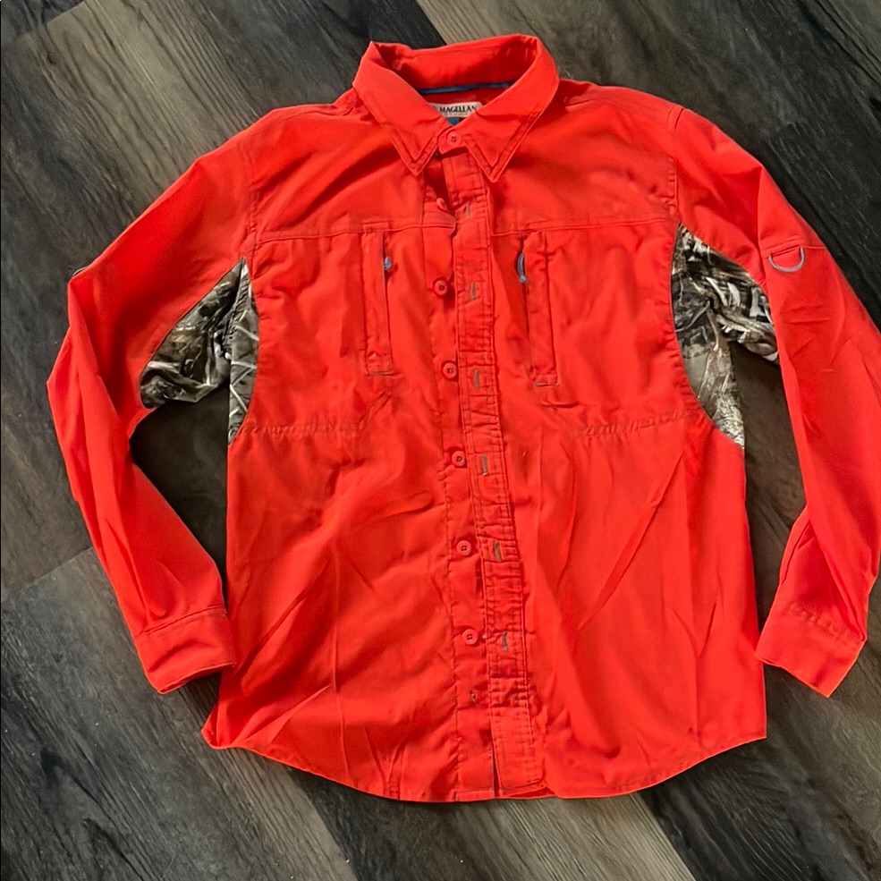 Magellan Outdoors Orange Button-Up Shirt